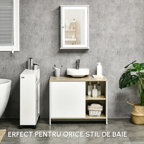 Kleankin Dulap pentru lavoar pentru baie, 77x45x60cm, alb si lemn| AOSOM RO | Aosom Romania