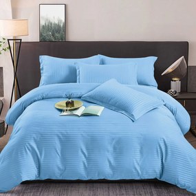 Lenjerie de pat 2 persoane, bumbac Damasc, 6 piese, uni, SSD03