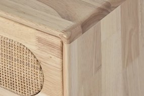 Comoda TV natur , din lemn de cauciuc si rattan „Rustic Serenity”