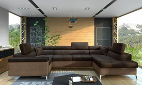 Canapea modulara, tapitata, extensibila, cu spatiu pentru depozitare, Thiago R01, Eltap (Culoare: Maro inchis / Cafeniu)