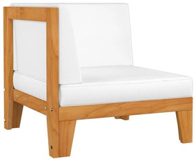 Set mobilier de gradina cu perne, 6 piese, lemn masiv de acacia Crem, 2x mijloc + 2x colt + suport pentru picioare +  masa, 1