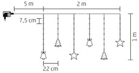 Instalație LED de Crăciun de exterior 186xLED 7m IP44 alb rece