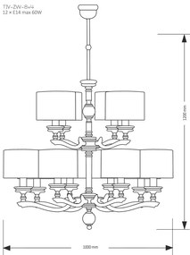 Candelabru 12 brate design modern realizat manual Tivoli
