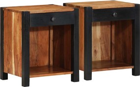 vidaXL Dulap de noapte 2 pcs Maro 40 x 35 x 50 cm Lemn Solid de Acacia