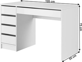 Măsuţă de toaletă, alb/alb lucios, DAKOTA