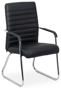 Scaun vizitator negru OFF 833 din piele ecologică cu cadru cromat