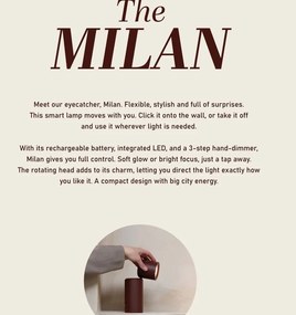 Lampa cu baterii pentru perete sau portabila Milan visiniu
