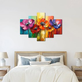 Tablou - Cinci flori colorate (150x105 cm)