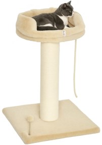 PawHut Copac Zgâriat pentru Pisici, Patut, Minge, Sfoară de Joacă, Plus și Sisal, 55x55x83cm, Beige | Aosom Romania