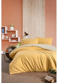 Lenjerie de pat galben-crem din bumbac pentru pat dublu-extins și cearceaf 200x220 cm – Mila Home