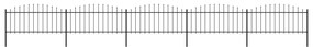 Gard de gradina cu varf sulita, negru, (0,5-0,75) x 8,5 m, otel 1, 50-75 cm, 8.5 m
