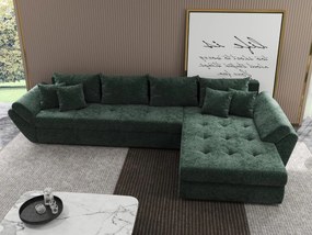 Colțar extensibil dumonde cu ladă de depozitare si sezut confortabil din spuma high-density, Loana XL Euphoria Verde II 335x185 cm