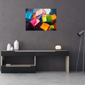 Tablou pe sticlă - Cuburi colorate (70x50 cm)