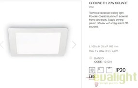 Spot incastrabil pt. tavan fals cu LED integrat GROOVE FI1 20W SQUARE 124001