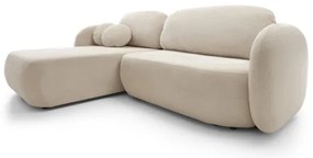 Canapea colțar extensibilă OLBIA, în formă de L, stânga, bej, cu spațiu de depozitare