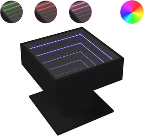 vidaXL Măsuță de cafea cu LED, negru, 50x50x45 cm, lemn prelucrat