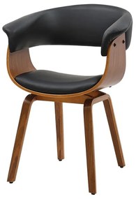 Scaun retro imitatie piele neagra, lemn furniruit ORGANIC