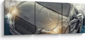 Tablou cu Audi - gri (cu ceas) (90x30 cm)