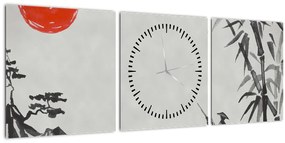 Tablou - Munții Fuji (cu ceas) (90x30 cm)
