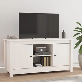 814585 vidaXL Comodă TV, alb, 103x36,5x52 cm, lemn masiv de pin