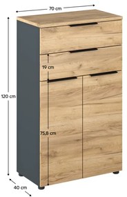 Dulap Birou KLAUDIUS TIP 3 Stejar Artisan/Grafit