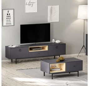 Set mobilier living Natty 2 (antracit + stejar zafir). 1088955