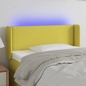 3123077 vidaXL Tăblie de pat cu LED, verde, 83x16x78/88 cm, textil