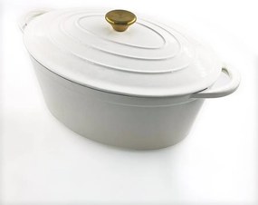 Oala fonta emailata cu capac crem Perfect Home 30cm, 4.2L 17923