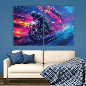 DUBLEZ | Tablou modern – Motocicletă neon