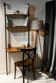 Biblioteca lemn, Seria A-620, Homs, negru/natur, 200 x 70 x 50 cm, lemn/metal,30283