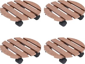 vidaXL Cărucioare pentru plante, 4 buc., maro, Ø30x7,5 cm, WPC