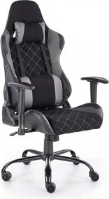 Scaun gaming DRAKE, negru/gri, stofa, 69x62x127/134 cm