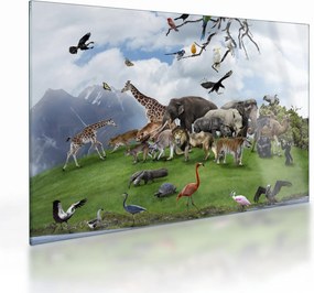 Tablou pe sticlă - Animale pe insulă (70x50 cm)