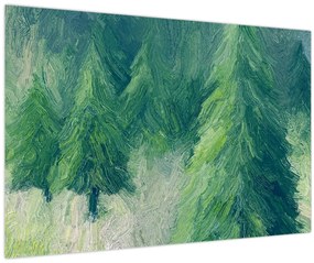 Tablou - Conifere pictate (90x60 cm)