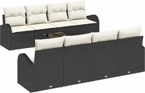 vidaXL Set de canapele pentru grădină 9 pcs Negru și Crem poliratan