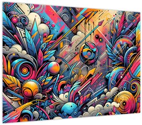 Tablou pe sticlă - Graffiti multicolor (70x50 cm)