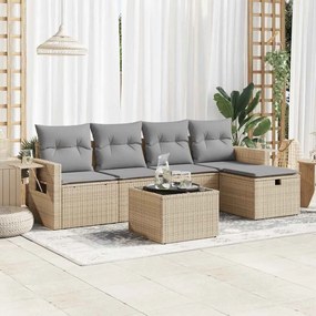 vidaXL Set canapele de grădină cu perne, 6 piese, bej, poliratan