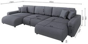 Colțar gri închis extensibil, cu spațiu de depozitare, cu tapițerie din catifea reiată Sara – Ropez