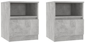 Noptiere, 2 buc., gri beton, 40x40x50 cm, PAL 2, Gri beton