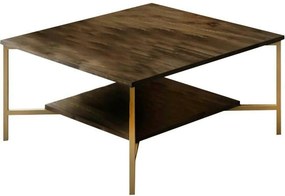 Masuta cafea Gold Line, nuc/negru, PAL, 80x80x40 cm