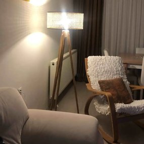 Lampadar corp lemn  textil,nuc- bej, Homs, 153 cm,40006