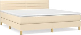 vidaXL Pat continental cu saltea, crem, 180x200 cm, textil