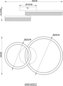 Globo 48046D2 - Plafonieră LED ZARA - 24W, 230V, 3000K, 33x50 cm