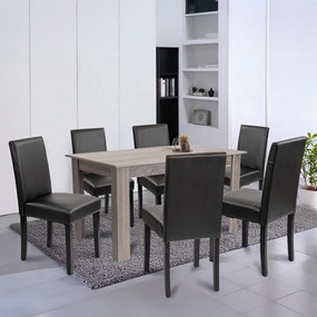 Set de masă Leon 6+1 stejar York-negru