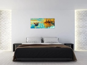 Tablou - Lacul cu bărci (120x50 cm)