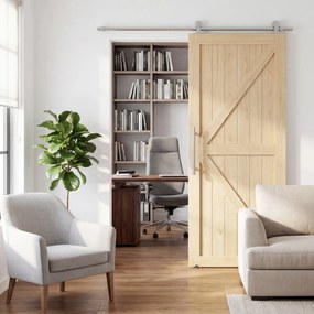 HOMCOM 152CM Kit feronerie ușă culisantă tip hambar, șină pentru ușă lățime 76 cm, grosime 30 mm, argintiu | Aosom Romania