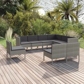 3094450 vidaXL Set mobilier de grădină cu perne, 9 piese, gri, poliratan