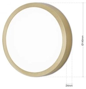 Aplica LED de perete sau tavan, Bully 14cm Antique Brass