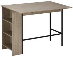 HOMCOM Insulă centrală masă de bar cu masă rabatabilă și 3 rafturi 120 x 76 x 91,4 cm gri deschis | Aosom Romania