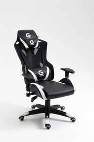 Scaun gaming, design racing, spatar Mesh, funcție recliner, SIG 5038, Negru/Alb